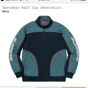 Supreme Speedway half zip sweatshirt navy FW18